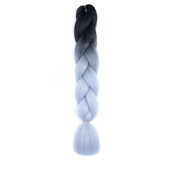 XmhyTop 24 Inch Gradient Jumbo Braiding Fibers, 3 Pack Soft Synthetic Braiding Strands, Hot Water Setting Hair Material for Box Braids & Twisted Hairstyles Black to Light Grey