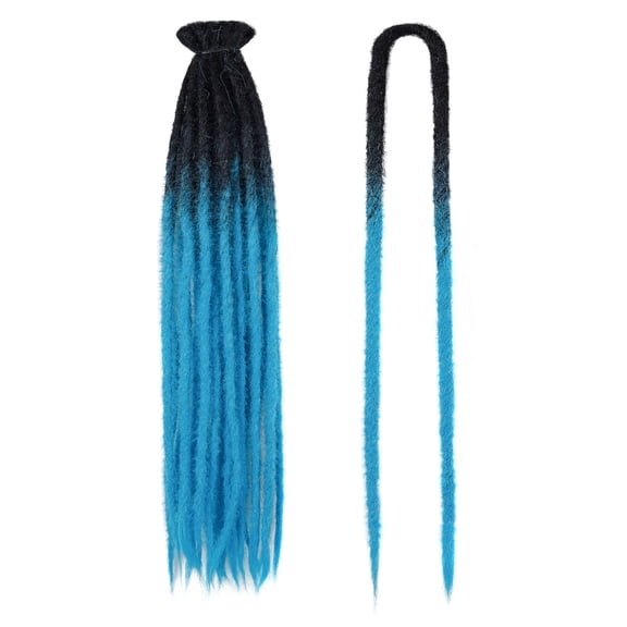 XmhyTop 24 Inch Handcrafted Synthetic Locs Crochet Hair, 20 Strands Soft Textured Braiding Hair, Bohemian Casual Styling Hair Extensions for Ladies Daily Looks, Black Root Blue Ombre