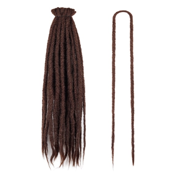 XmhyTop 24 Inch Handcrafted Synthetic Locs Crochet Hair, 20 Strands Soft Textured Braiding Hair, Bohemian Casual Styling Hair Extensions for Ladies Daily Looks, Dark Brown