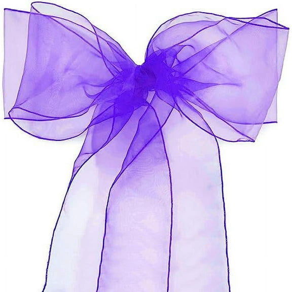 XmhyTop 25 Pack Organza Banquet Chair Sash Sashes Bows Ties for Weddings Party Decoration White Pink Purple Gold Red,25 Pack, Purple
