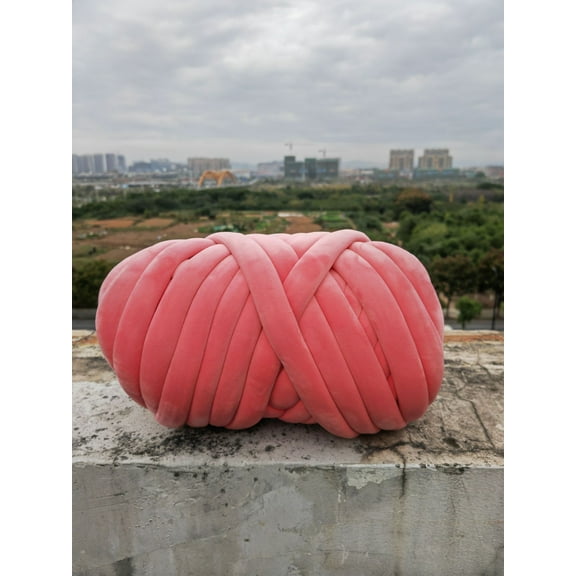 XmhyTop 250G Chunky Yarn for Arm Knitting Crochet Making Blanket, Soft Extra Cotton Washable Tube Bulky Giant Yarn for Weave Craft Crochet, DIY Sofa Bed Blanket Pillow Pet BedWatermelon red