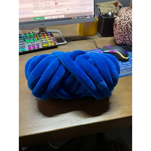 XmhyTop 250G Chunky Yarn for Arm Knitting Crochet Making Blanket, Soft Extra Cotton Washable Tube Bulky Giant Yarn for Weave Craft Crochet, DIY Sofa Bed Blanket Pillow Pet BedDark Blue