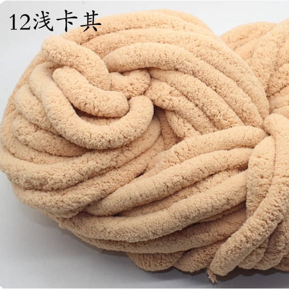 XmhyTop 250g Super Soft Warm Chenille Blanket Yarn DIY Coarse Wool Yarn Knitting Blanket,Perfect for Any Knitting and CrochetLight Khaki