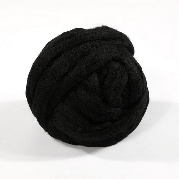 XmhyTop 250g Wool Roving Yarn, Fiber Roving Wool Top, Wool Felting Supplies, Pure Wool, Chunky Yarn, Spinning Wool Roving for Needle Felting Wet Felting DIY Hand Spinning ,Black