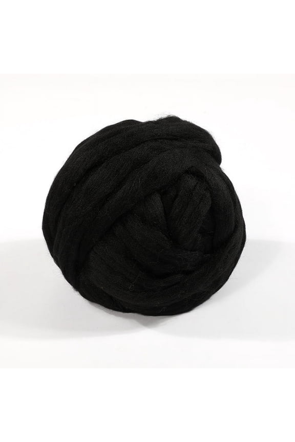 250g Wool Roving Yarn, Fiber Roving Wool Top, Wool Felting Supplies, Pure Wool, Chunky Yarn, Spinning Wool Roving for Needle Felting Wet Felting DIY Hand Spinning ,Black