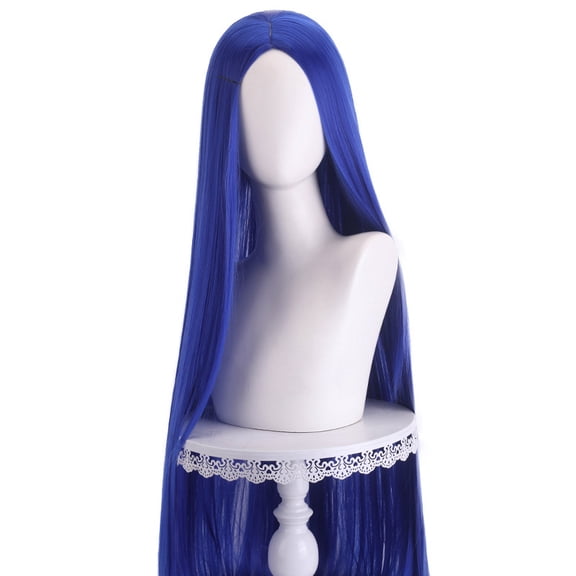XmhyTop 29.5 Inch Middle Split Long Straight Synthetic Hair Headpiece For Ladies, Anime Cosplay Wig For Daily Party & Holiday Festive Wear, Dark Blue