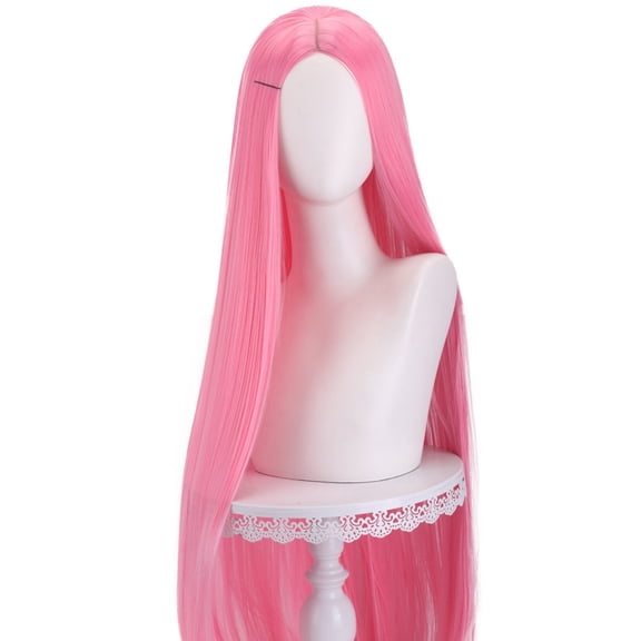 XmhyTop 29.5 Inch Middle Split Long Straight Synthetic Hair Headpiece For Ladies, Anime Cosplay Wig For Daily Party & Holiday Festive Wear, Pink