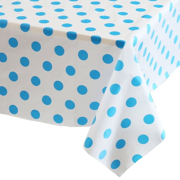 XmhyTop 2pcs Blue Dot Plastic Rectangle Tablecloth 53.93"x107.87"for Party Decorations