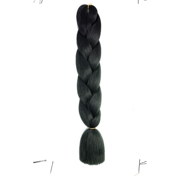 XmhyTop 3-Pack 100g Each 24-Inch Premium Heat-Resistant Synthetic Braiding Hair, Ideal for Twist & Crochet Braids, Women's Hair Extensions ,Black to Dark Green