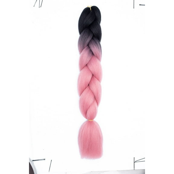 XmhyTop 3-Pack 100g Each 24-Inch Premium Heat-Resistant Synthetic Braiding Hair, Ideal for Twist & Crochet Braids, Women's Hair Extensions ，Black to Dark Pink