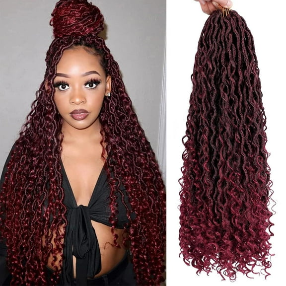 XmhyTop 3 Packs 10 Inch Pre-Looped Faux Locs Crochet Hair, Soft Locs & River Locs Lightweight Synthetic Hair Extensions for Women, Wine Red