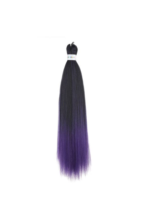 3 Packs 2-Tone Ombre Pre-Stretched Braiding Hair, 26 inch Synthetic Silky Blend Extensions for Crochet Braids, Black/Dark Purple