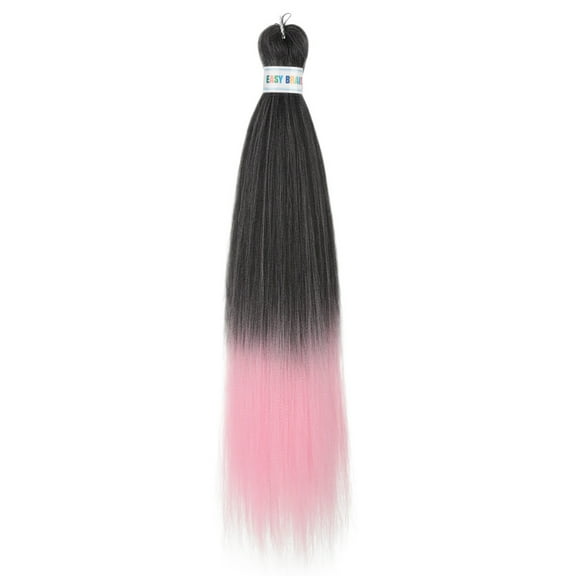 XmhyTop 3 Packs 2-Tone Ombre Pre-Stretched Braiding Hair, 26 inch Synthetic Silky Blend Extensions for Crochet Braids, Black/Pink