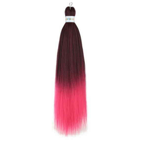 XmhyTop 3 Packs 2-Tone Ombre Pre-Stretched Braiding Hair, 26 inch Synthetic Silky Blend Extensions for Crochet Braids, Black/Rose Pink