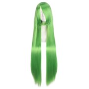 XmhyTop 39.4" Long Sleek Straight Wigs with Fringe Bangs, Heat-Resistant Synthetic Hair, Vibrant Color Options, Cosplay, Anime, Party & Daily Wear, Women's Wigs,Green