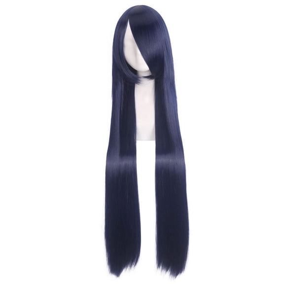 XmhyTop 39.4" Long Sleek Straight Wigs with Fringe Bangs, Heat-Resistant Synthetic Hair, Vibrant Color Options, Cosplay, Anime, Party & Daily Wear, Women's Wigs,Nvay Blue