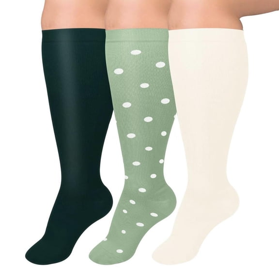XmhyTop 3Pair Value Set Plus Size Non-Binding Wide Calf Compression Socks for Women & Men, Premium Circulation Support Socks Ideal for Running, Fitness & All-Day Standing, 3XL, T10