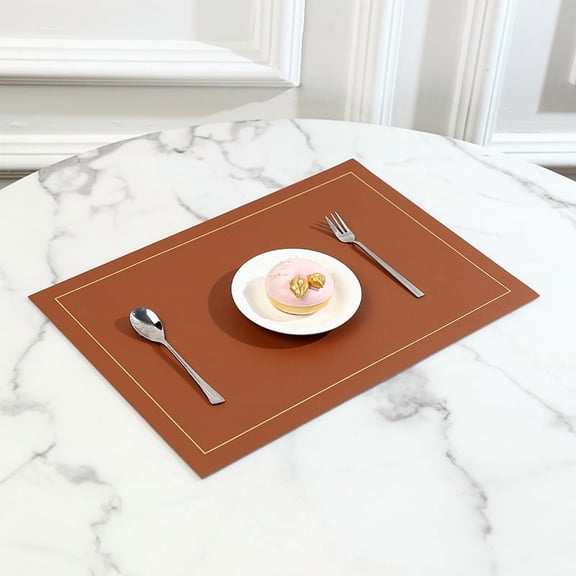 XmhyTop 4-Pack Double-Sided Flip Design PU Leather Placemats 43x30cm, Heat Resistant Waterproof Dining Mats, Stylish Table Decor for Home, Wedding & Cafe, Brown grey