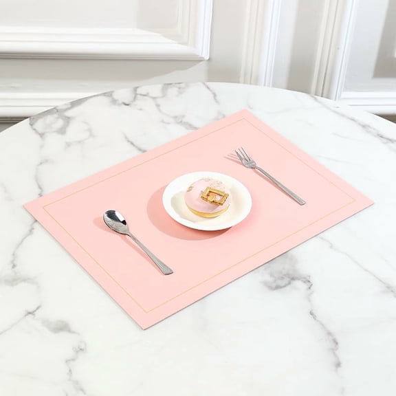 XmhyTop 4-Pack Double-Sided Flip Design PU Leather Placemats 43x30cm, Heat Resistant Waterproof Dining Mats, Stylish Table Decor for Home, Wedding & Cafe, Pink and blue