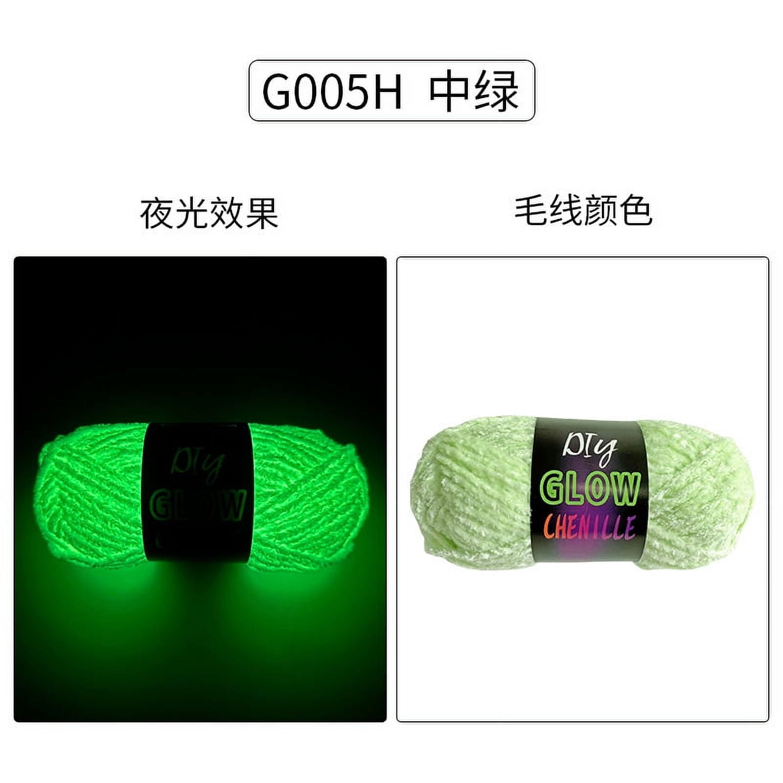 XmhyTop 4 Rolls，200G，Glow in The Dark Chenille Yarn Luminous Crochet Yarn Glow Sewing Craft Yarn for DIY Arts Crafts Kntting Sewing Crocheting Supplies, 76.5 Yard Per Roll，Green