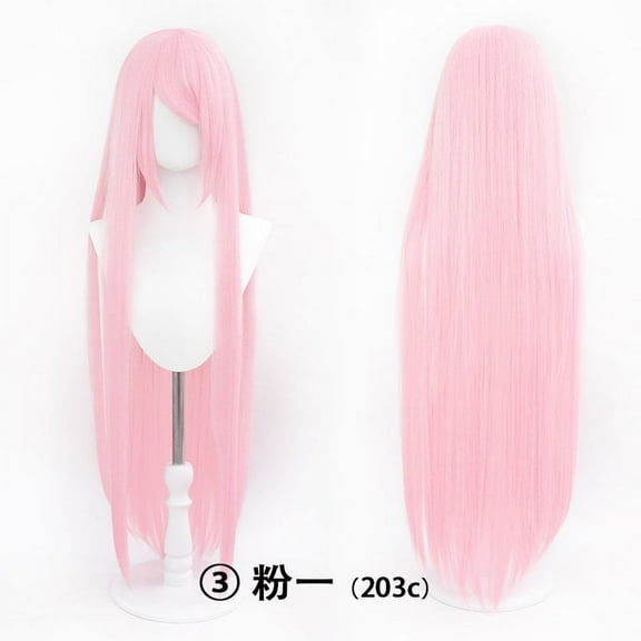 XmhyTop 40-Inch (100cm) Long Straight Anime-Style Cosplay Wig, Premium Synthetic Hair, Ideal for Halloween, Parties & Costume EventsPink