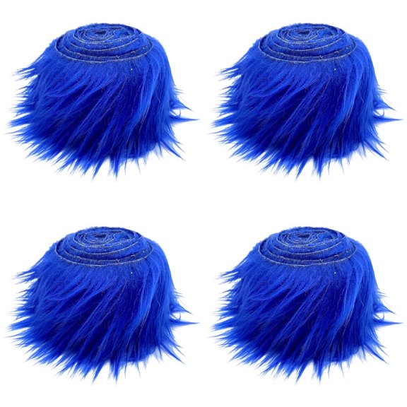 XmhyTop 4pcs Christmas Faux Fur Ribbon Trim Fabric Roll for Christmas Tree Decor or Wreath Bows Craft 59*1.96inch，Plush ribbon(Blue)