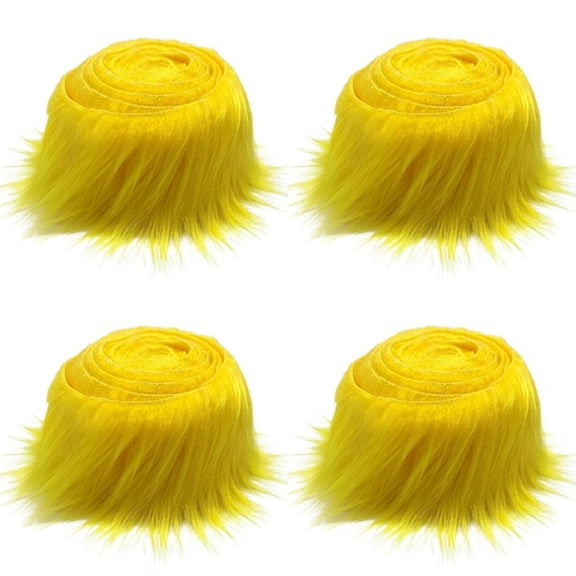 XmhyTop 4pcs Christmas Faux Fur Ribbon Trim Fabric Roll for Christmas Tree Decor or Wreath Bows Craft 59*1.96inchPlush ribbon(Yellow)