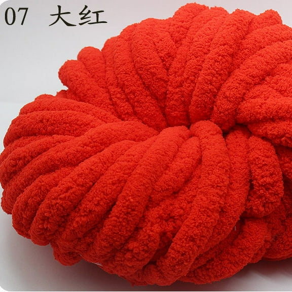 XmhyTop 500g Chenille Chunky Super Soft Warm Chenille Blanket Yarn DIY Coarse Wool Yarn Knitting Blanket,Perfect for Any Knitting and CrochetRed