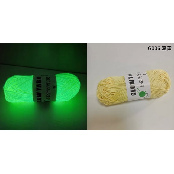 XmhyTop 50G (1 Roll) Knitting Yarn,Polyester Yarn Glow in The Dark Multiple Colour Anti-Fade Soft DIY Thread Hand Crocheted Scarf Hat Shawl Luminous Fine Yarn for Hand Knitting,Yellow