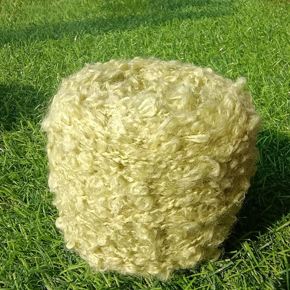 XmhyTop 50g (Avocado green) Soft Plush Wool Acrylic Fancy Loop Yarn for Doll Hair Making,Crochet Knitting,Needle Felting Doll Hair | Curly Hair Coils of Wool Felt Carded Sheep Wool,Roving,Fiber