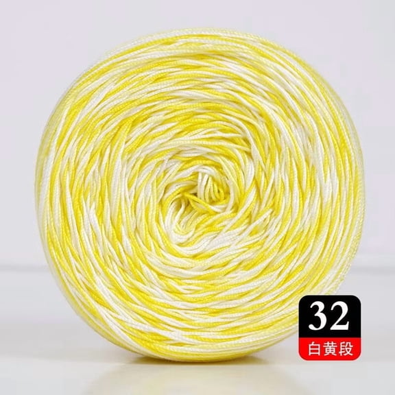 XmhyTop 50g Cotton Crochet Thread (372 Yards), Versatile Tatting Thread & Knitting Lace Thread for DIY Lace Crafts, White+Yellow