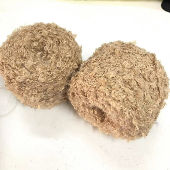 XmhyTop 50g (Deep Camel color) Soft Plush Wool Acrylic Fancy Loop Yarn for Doll Hair Making,Crochet Knitting,Needle Felting Doll Hair | Curly Hair Coils of Wool Felt Carded Sheep Wool,Roving,Fiber