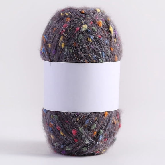 XmhyTop 50g/roll Colorful Dots Mohair Yarns Soft Thread DIY Hand Knitted Crochet Woven for Scarf Shawl CraftsDark Grey
