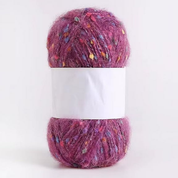 XmhyTop 50g/roll Colorful Dots Mohair Yarns Soft Thread DIY Hand Knitted Crochet Woven for Scarf Shawl CraftsPurple red