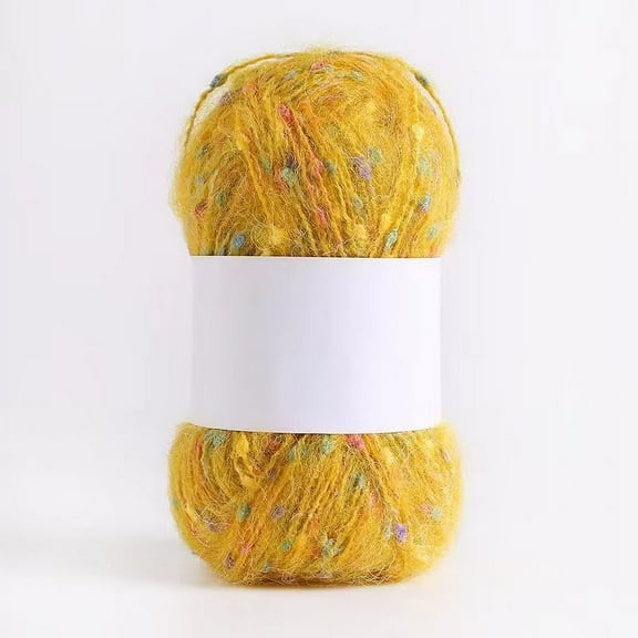 XmhyTop 50g/roll Colorful Dots Mohair Yarns Soft Thread DIY Hand Knitted Crochet Woven for Scarf Shawl CraftsYellow