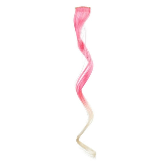 XmhyTop 6-Pack 18-Inch Vibrant Single-Color Clip-In Hair Extensions, Wavy Synthetic Highlight Streaks, Party, Festival & Gift Ideas, Women's Fashion Hairpieces,Pink and White