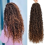 XmhyTop 6 Packs 18 Inch Pre-Looped Faux Locs Crochet Hair, Soft Locs & River Locs Lightweight Synthetic Hair Extensions for Women, Brown