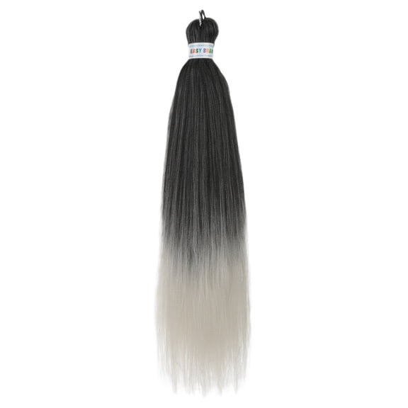 XmhyTop 6 Packs 2-Tone Ombre Pre-Stretched Braiding Hair, 26 inch Synthetic Silky Blend Extensions for Crochet Braids, Black/Light Grey