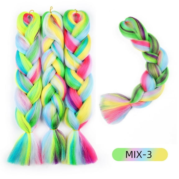 XmhyTop 6 Packs 24 Inch Colorful Braiding Hair Extensions, Ombre Synthetic High-Temperature Resistant Jumbo Braid for Womens Crochet Braids, MIX-C