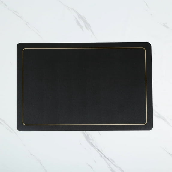 XmhyTop 6 Pcs Black Placemats, 45*30cm Leather Table Mats, Waterproof & Heat-Resistant Easy to Clean Place Mats for Kitchen, Dining Room & Outdoor Use - Perfect Placement Mats for Dining Table