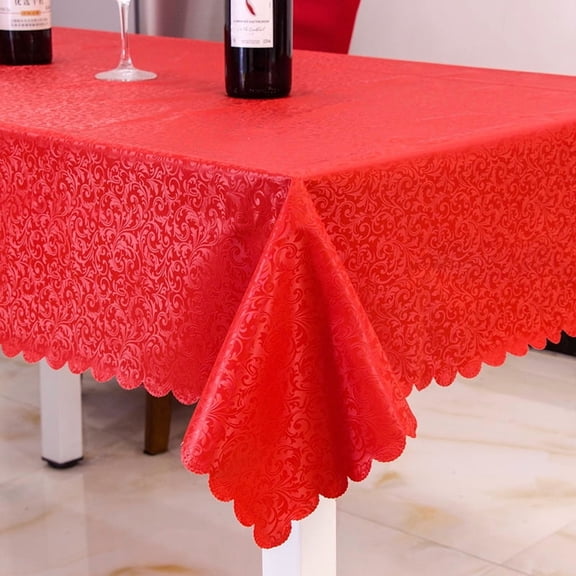 XmhyTop 60"x84" Waterproof Vinyl Tablecloth, Heavy Duty Wipeable Washable Rectangle Cover, Ideal for Kitchen Dining Room & Daily Use, Red C