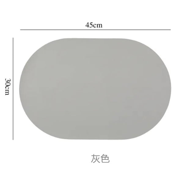 XmhyTop 6Pcs 17.72*11.81inch Heat Resistant Oval PU Leather Dining Placemats, Waterproof Table Pads, Modern Nordic Home Decor for Kitchen and Dining Room, Light Grey