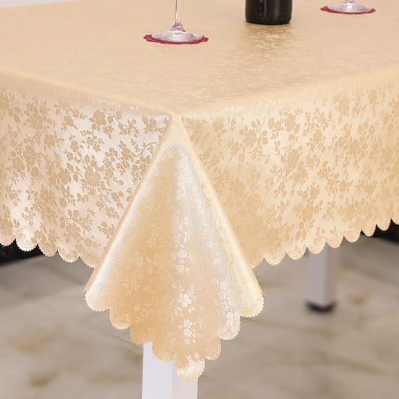 XmhyTop 70.9"x51.2" Waterproof Vinyl Tablecloth, Heavy Duty Wipeable Washable Rectangle Cover, Ideal for Kitchen Dining Room & Daily Use, Golden B
