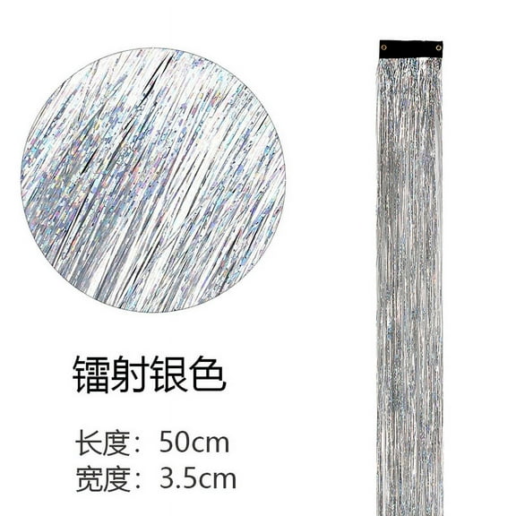 XmhyTop 8-Piece Multi-Color Glitter Hair Tinsel Clip Set, Heat-Resistant Sparkling Highlight Extensions, Festival, Party & Gift-Worthy Shiny Bling Hair Streaks for Women & GirlsSilver