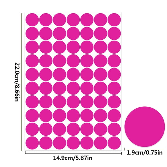 XmhyTop-A 1.9cm Circle Dot Labels 2 Sheets Round Color Coding Stickers for Organizing, Filing, Marking,Dot Stickers,Dark Pink