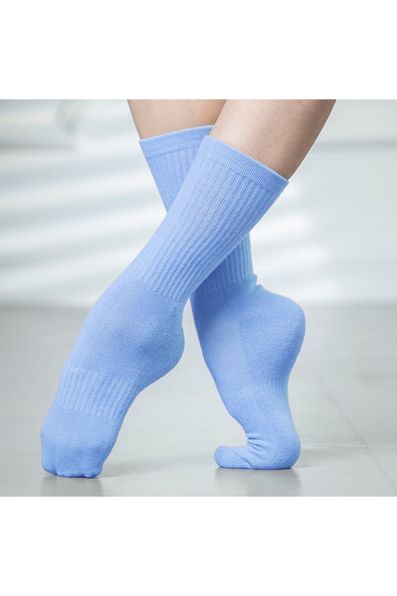 -A 1 Pair Dance Socks Ribbed Leg Socks, Cotton Dance Stocks, Solid Color Stretch Knit One Size,Light Blue