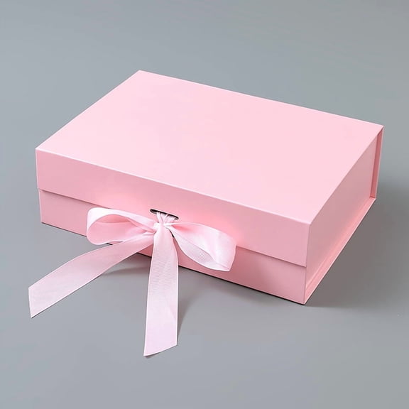 XmhyTop-A 1 Pcs Pink Collapsible Gift Box 22*16*8.8cm Party Favor Boxes, Wedding Favor Boxes, Paper Gift Box with Ribbon, Reusable Gift Box