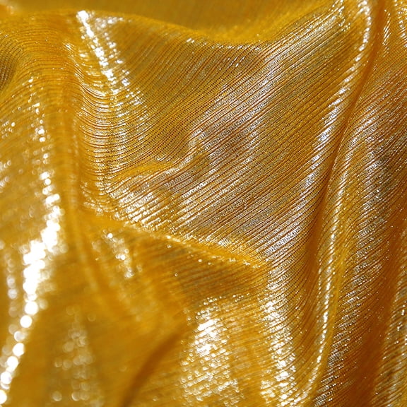 XmhyTop-A 1 Yard Metallic Luster Rib Knit Fabric Soft Shiny Stretch Fabric for Dancing Dress, Wedding DIY, Costume,Light Gold