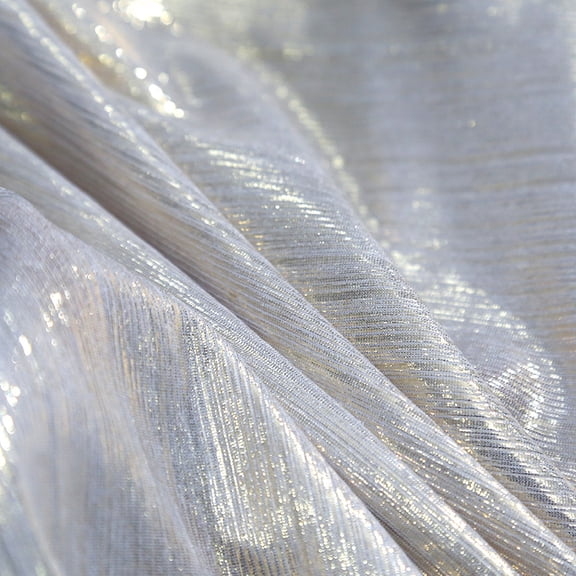 XmhyTop-A 1 Yard Metallic Luster Rib Knit Fabric Soft Shiny Stretch Fabric for Dancing Dress, Wedding DIY, Costume,White