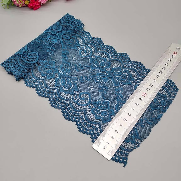 XmhyTop-A 1 Yard Polyester Embroidery Lace Fabric Garment Fabric, Lace Ribbon for DIY Craft Garment Making Projects,Blue